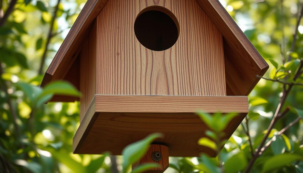 Glitzhome Vogelhaus Aus Holz Im Used-Look – Mit Aufhänger, 21x12x22 Cm | Gartendeko & Vogel-Futterhaus