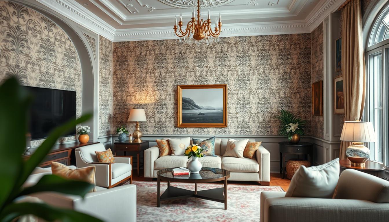 elegante wohnzimmer tapeten ideen