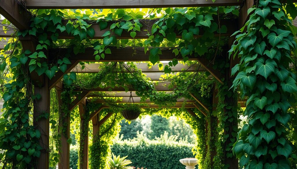 pergola mit kletterpflanzen